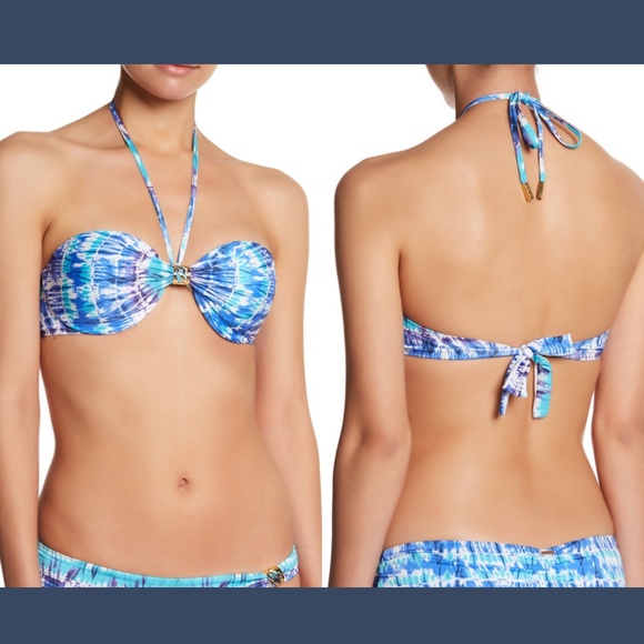 NEW A Che' India Halter Bandeau Bikini Top [SZ‎ Large ]  Blue - Picture 1 of 8